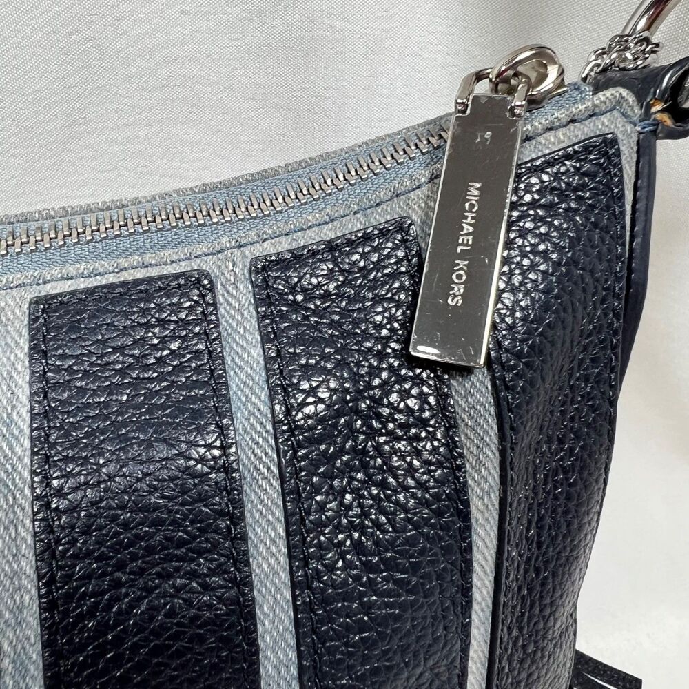 MICHAEL Michael Kors Brooklyn Appliqué  Hobo Bag Leather Wash Denim Blue - Picture 6 of 11